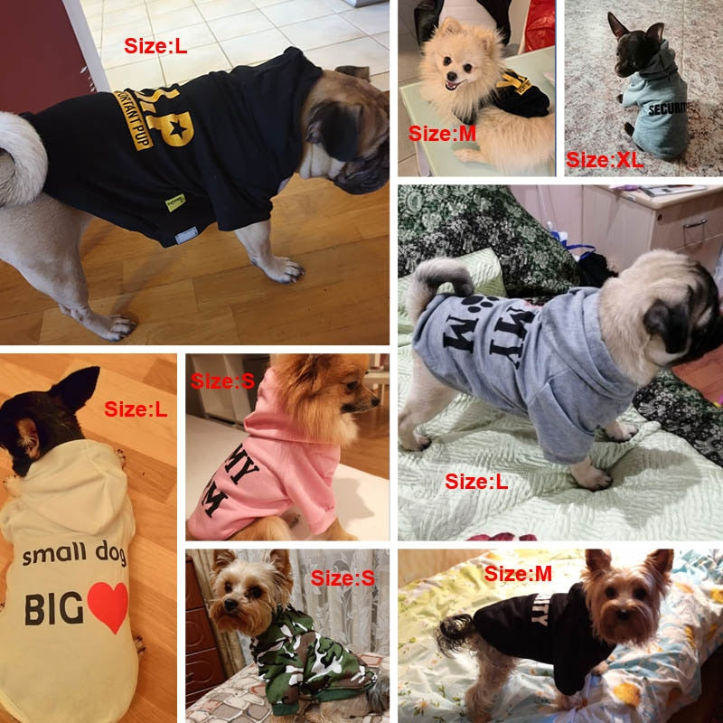 Security Dog Clothes Small Dog Hoodie Coat Chihuahua Dog Sweatshirt French Bulldog Warm Puppy Clothes Hoodie For Dog XS-L