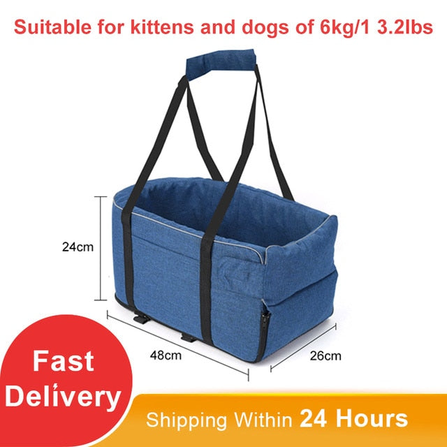 Portable Cat Dog Bed For Car Travel Central Control Car Safety Pet Seat Transport Dog Carrier Protector For Small Dog Chihuahua