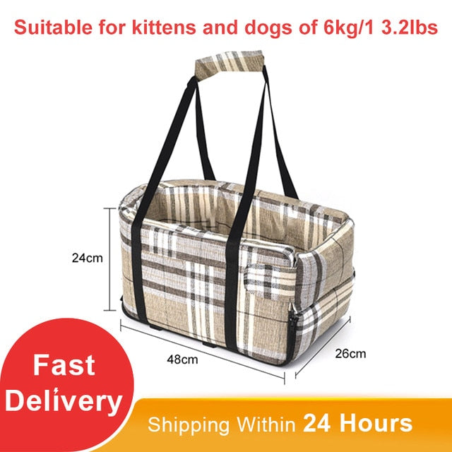 Portable Cat Dog Bed For Car Travel Central Control Car Safety Pet Seat Transport Dog Carrier Protector For Small Dog Chihuahua